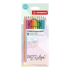 STABILOaquacolor Pastellove Aquarellstifte – Set mit 12 Farben
